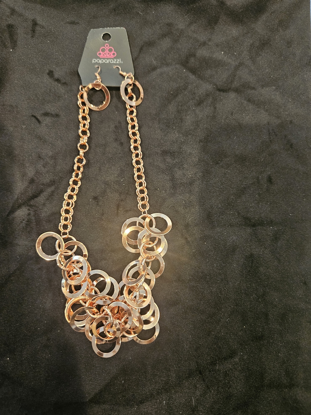 Paparazzi Rose Gold Layered Circle Necklace and Earring Set